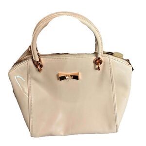 Ted Baker London Pink Leather Crossbody Bag Gold Metal Handle Dust Bag -PreOwned